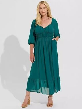 Torrid Teal Chiffon Maxi Dress